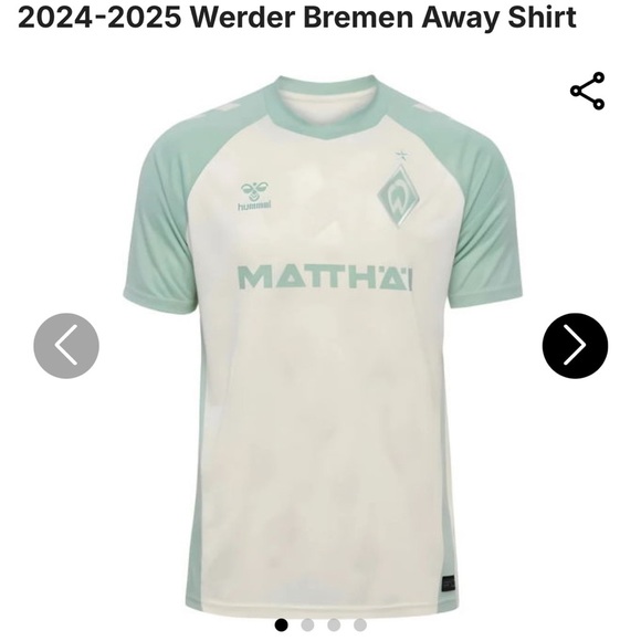 Hummel Other - NWT 2024-2025 Werder Bremen Away Shirt Soccer Jersey Size US Small Mint/Cream